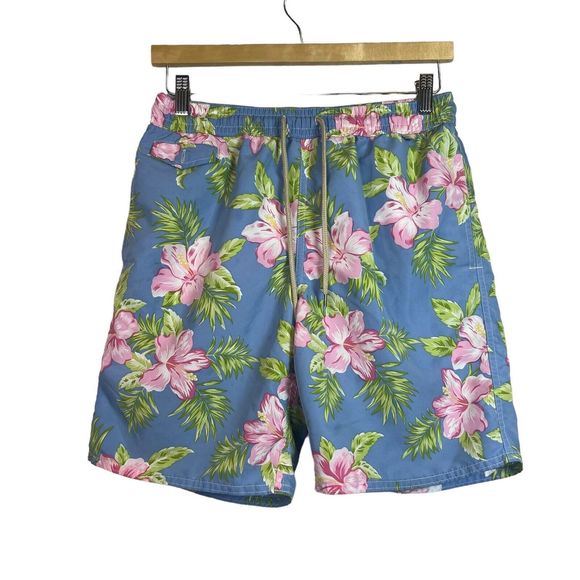 Polo Ralph Lauren Mens Blue Pink Floral Hawaiian Swim Trunks Size S - Picture 1 of 12